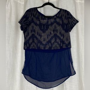 Navy Blue Sheer Layered Top